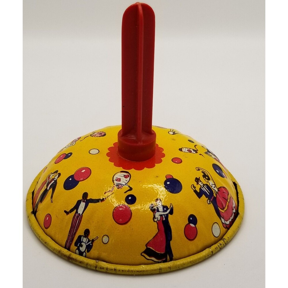 Vintage US Metal Toy Company tin art litho noisemaker bell style New Years theme - Picture 6 of 8